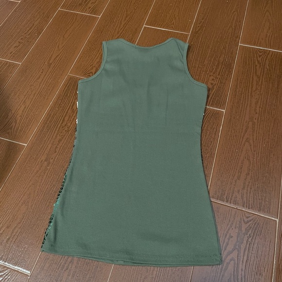Chances R olive army green tank top silver sequins sleeveless size medium cotton - Picture 8 of 12